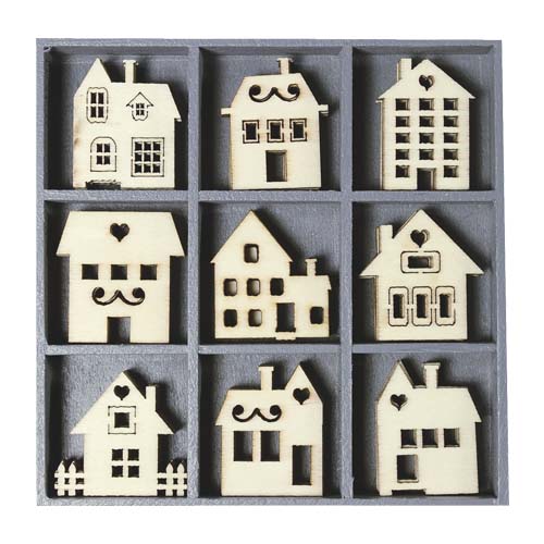 Wooden ornament set "Home" 45 pcs.