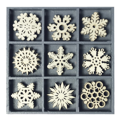 Wooden ornament set "Ice crystals" 45 pcs.