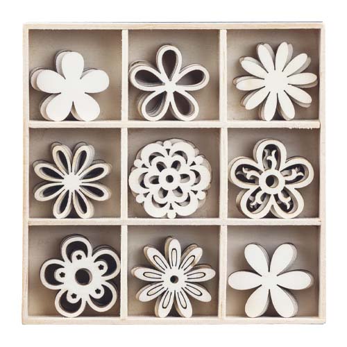 Wooden ornament set “Flowers fantasy” 45 pcs.