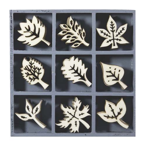Wooden ornament set "Autumn leaves" 45 pcs.