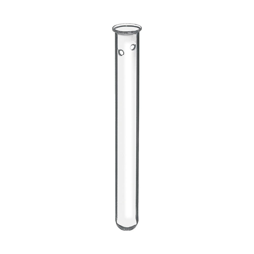 Glass test tube with two holes for hanging