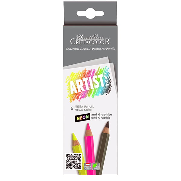 Cretacolor ARTIST STUDIO Mega Pencils Neon & Graphite 6pcs.