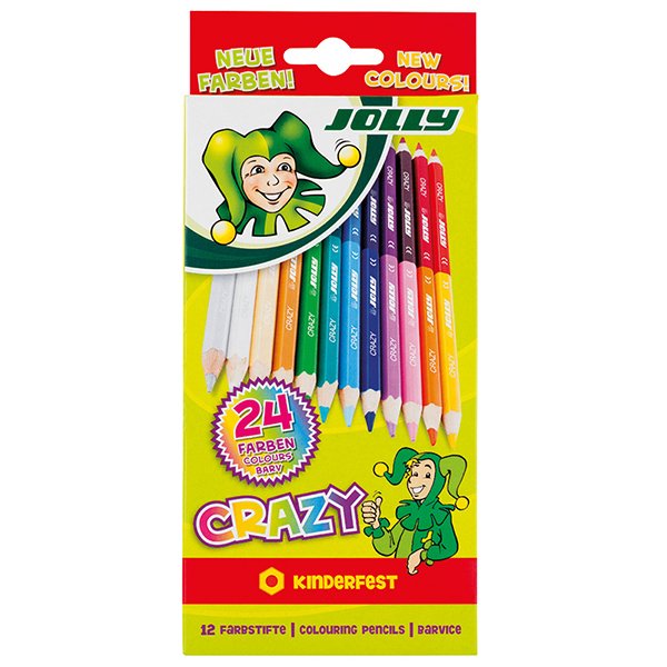 Jolly CRAZY Colored pencils set, 12 pencils 24 colors