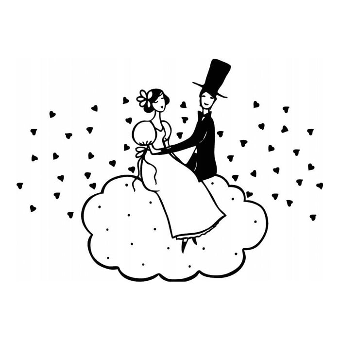 Aladine Wooden stamp "The young couple on the cloud" 5,2×7,2 cm