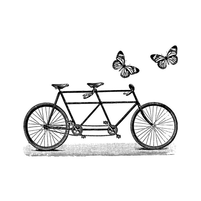 Aladine Wooden stamp "Bicycle and Butterflies" 6x6 cm