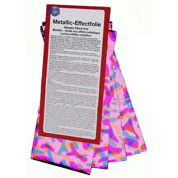Metāliska efektfollija 222x100mm daudzkrāsaini sarkans/rozā/zils