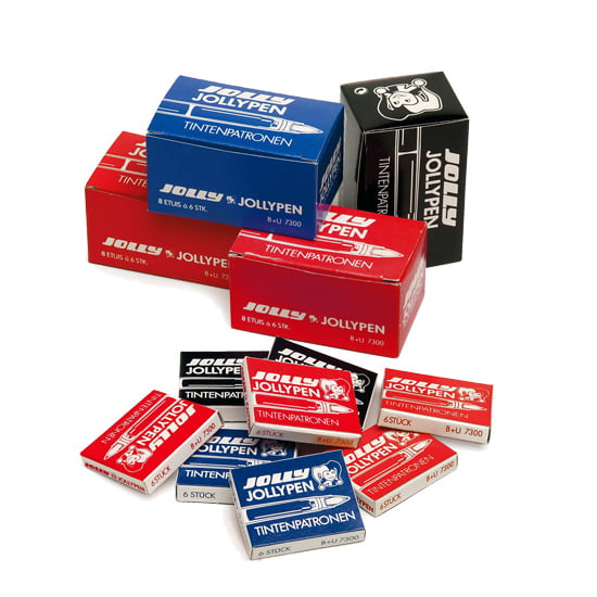 JOLLY Maiņas kārtridži tintes pildspalvai, melns, 6gab.