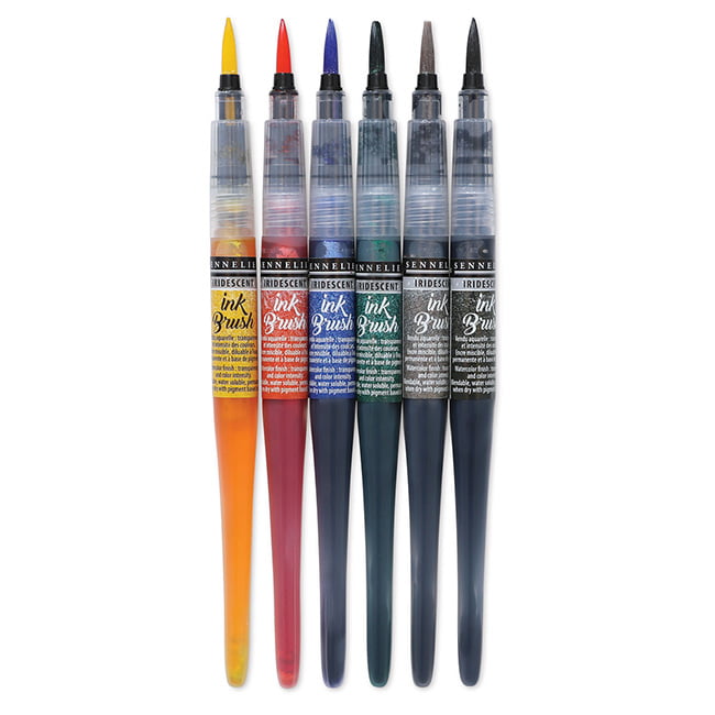Tintes otu komplekts Sennelier Ink Brush 6x6.5ml Iridescent