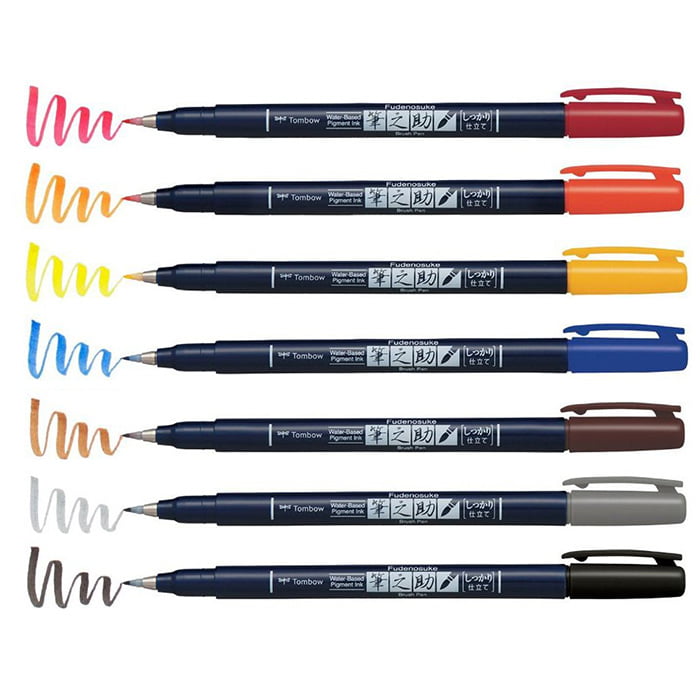 Tombow Fudenosuke marķieris ar otas galu, brūns