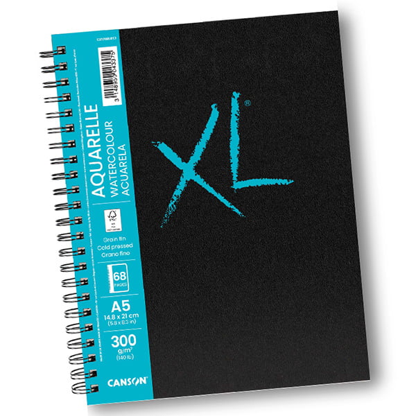 Canson XL AQUARELLE Watercolour pad A5 with hard cover 300g/m², 34 sheets