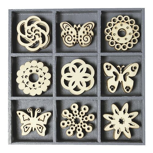 Wooden ornament set "Butterfly, ornaments" 45 pcs.