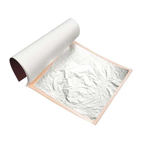 Zelta folijas lapas aploksnē 9.5x9.5cm 25gab. silver 999k