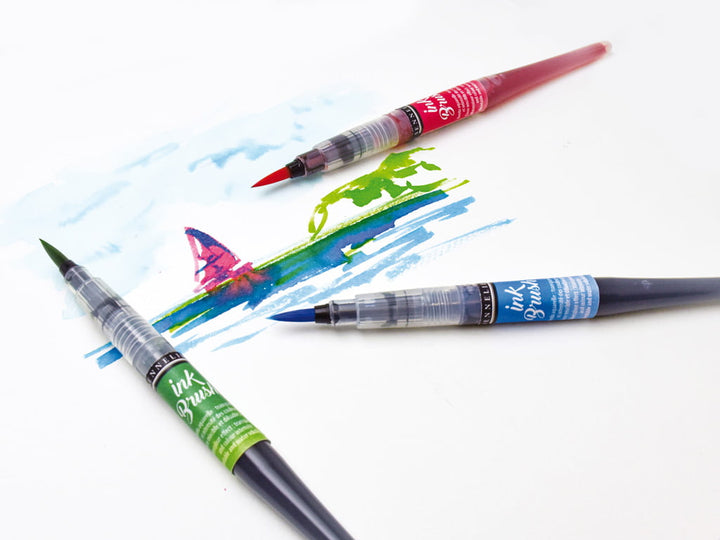 Tintes otu komplekts Sennelier Ink Brush 6x6.5ml Iridescent