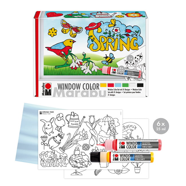Marabu FUN&FANCY peel-off window color set 6x25ml “Spring time”