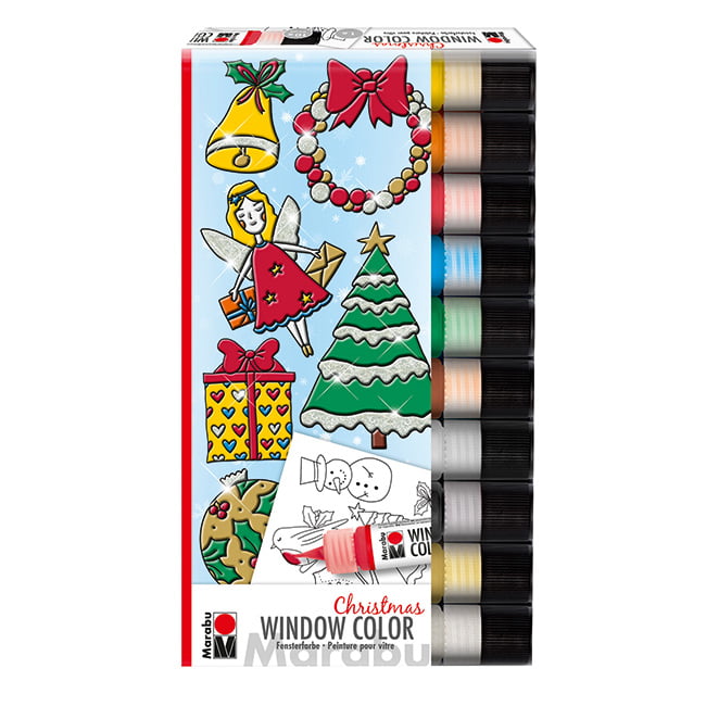 Marabu FUN&FANCY peel-off window color set 10x25ml “Christmas”