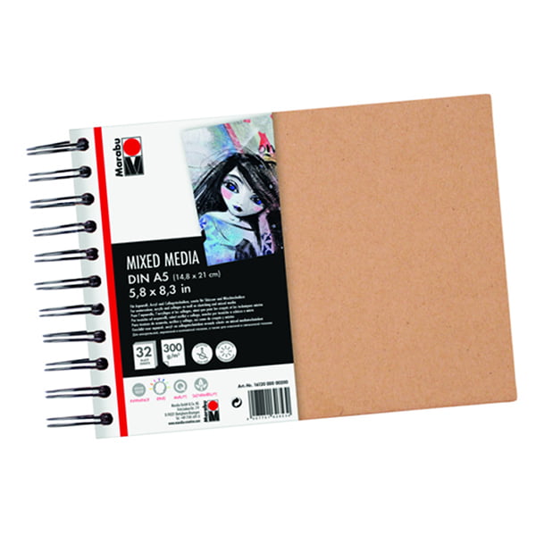 Akrila papīra bloks Marabu Mixed Media A5, 300g 32 lapas ar spirāli