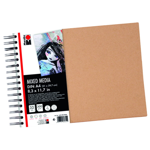 Akrila papīra bloks Marabu Mixed Media A5, 300g 32 lapas ar spirāli