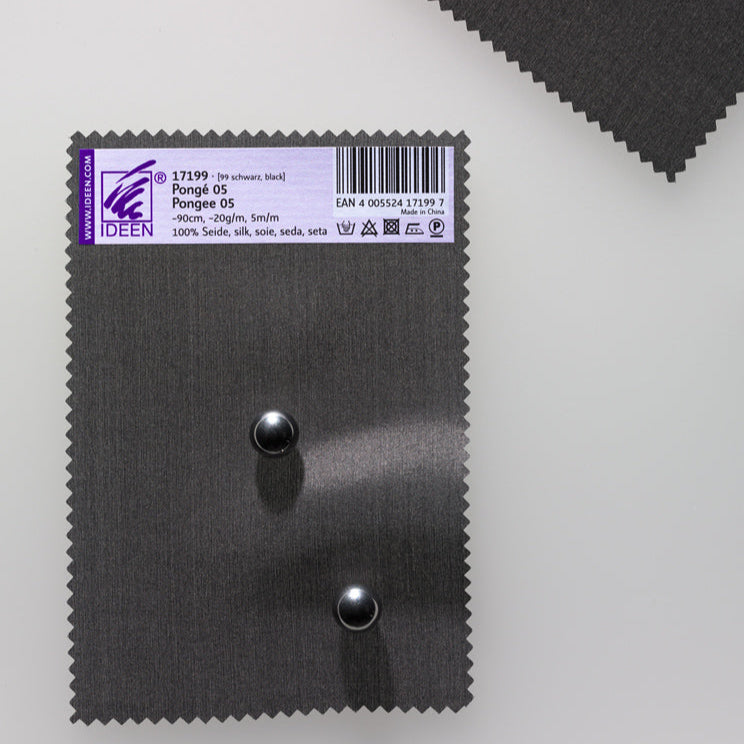 Black Silk Fabric ponge 05, 90cm