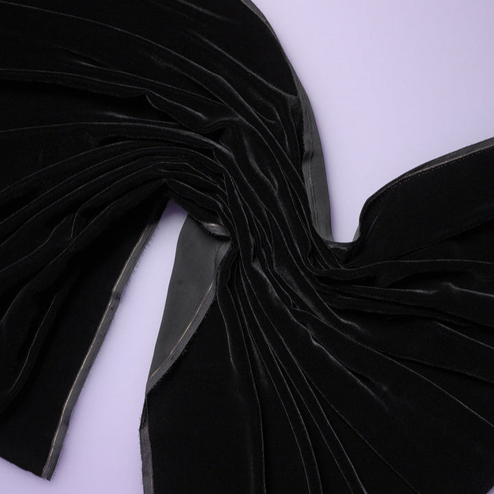Black silk velvet fabric, 112cm, 82% viscose, 18% silk