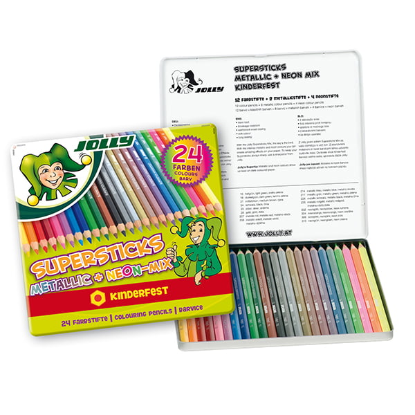 Jolly MIX Colored pencils set 24 colours metallic+neon