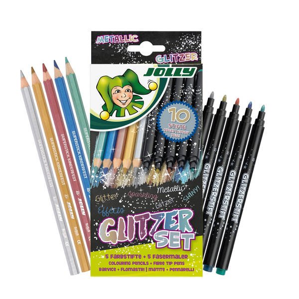 Jolly Glitterset pencil and marker set, 10pcs