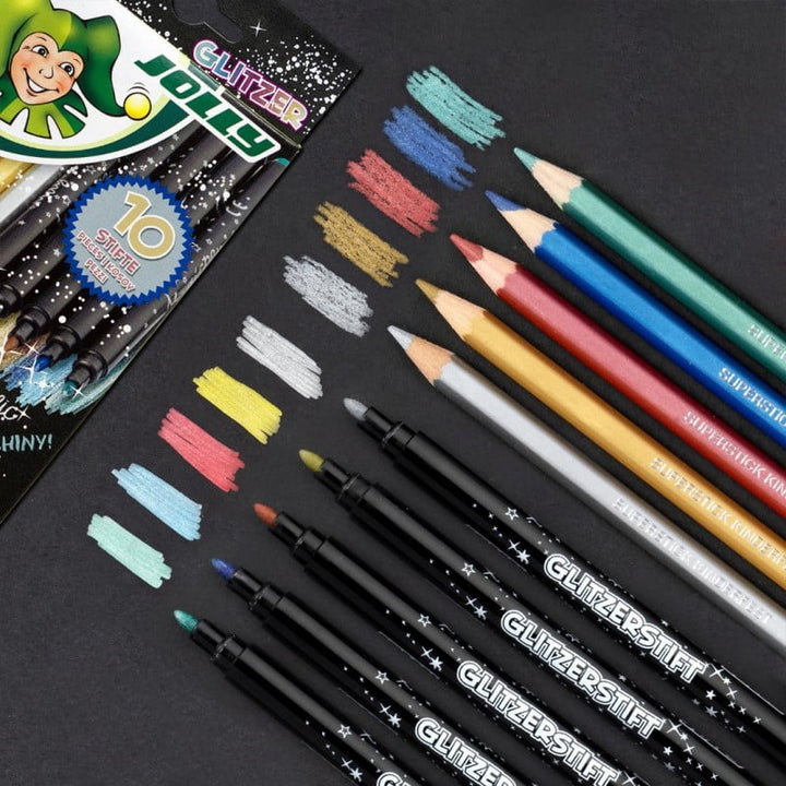 Jolly Glitterset pencil and marker set, 10pcs