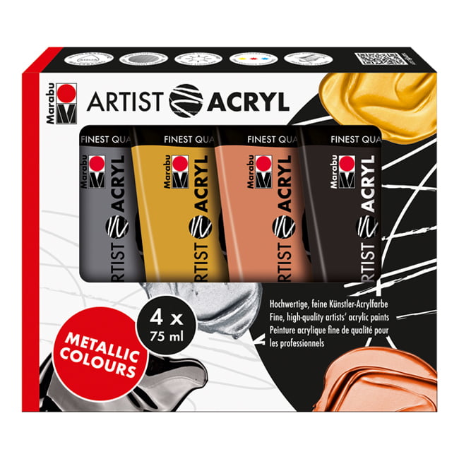 Akrila krāsas Marabu Artist 4x75ml Metallic