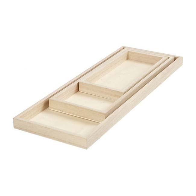 Koka paplātes, taisnstūri, 3gab