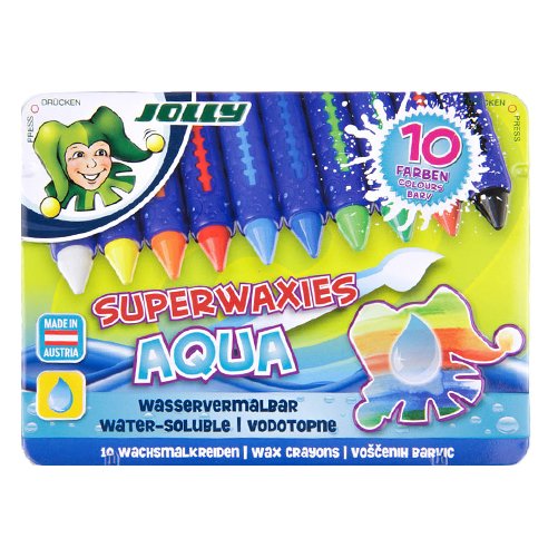 Jolly SUPERWAXIES AQUA Water-soluble wax crayons, 10 colors