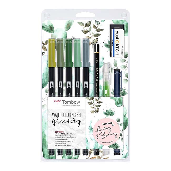 Tombow ABT water-based Dual Brush Pen set “Greenery”