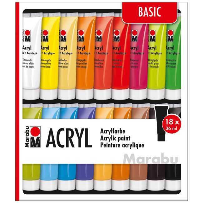 ACRYL BASIC akrila krāsu komplekts 18x36ml