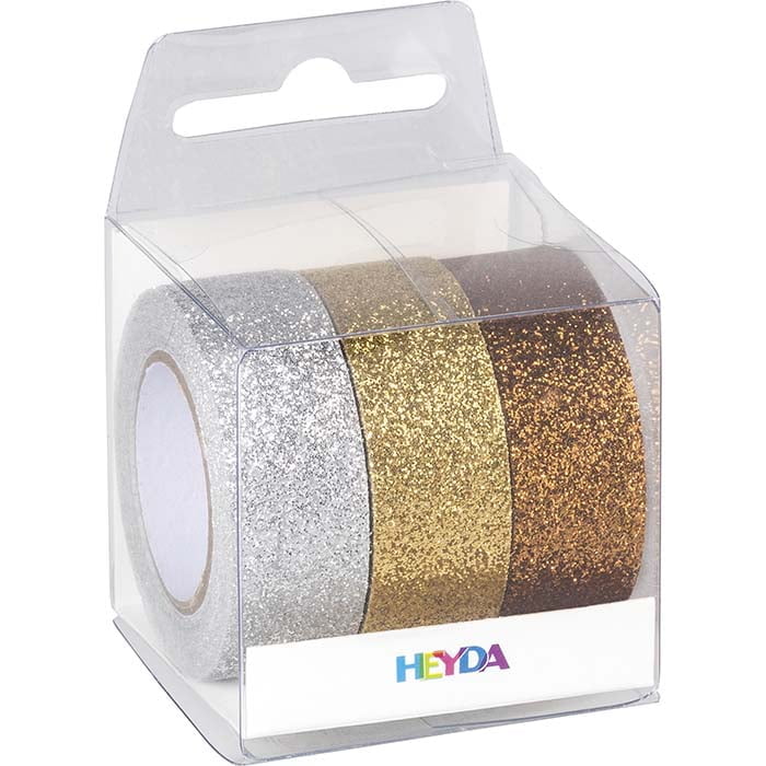 Decorative glitter tape 3m x 15mm gold / silver / copper