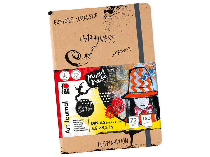 Skiču albums Marabu Art Journal A5, 180g 72 lapas ar gumiju